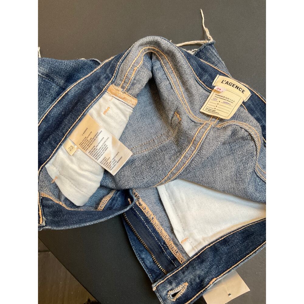 NWT L'Agence Love High Rise Distressed Denim Cut Off Shorts Women's Size 23 - Picture 3 of 3